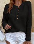 Helvano | Gerippter Henley-Pullover für Damen