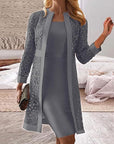 Helvano | Zweiteiliges Kleid-Set mit Spitzen-Cardigan für Damen