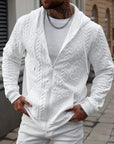 Helvano | Herren Strick-Hoodie mit geometrischem Muster in Weiss