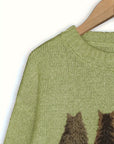 Helvano | Damen Strickpullover mit Katzenmotiv