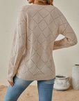Helvano | Lochstrick-Pullover mit V-Ausschnitt für Damen