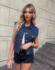 Helvano | Ärmellose Jeansjacke mit Pattentaschen für Damen