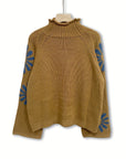 Helvano | Damen Blütenstrick-Pullover mit Stehkragen