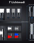 Helvano | Militär-Taschenlampe LED USB-Aufladbar