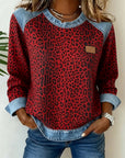 Helvano | Damen Patchwork-Pullover mit Leopardenmuster