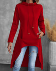 Helvano | Damen High-Low Hoodie mit Kordelzug