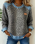 Helvano | Damen Patchwork-Pullover mit Leopardenmuster