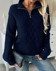 Helvano | Strukturierter Strickpullover mit Half-Zip