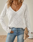 Helvano | Lochstrick-Pullover mit V-Ausschnitt für Damen