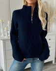 Helvano | Strukturierter Strickpullover mit Half-Zip