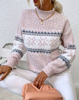 Helvano | Damen Strickpullover mit Stehkragen und Schneeflocken
