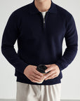 Helvano | Strickpullover mit Polokragen und Zip für Herren