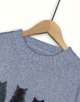 Helvano | Damen Strickpullover mit Katzenmotiv
