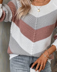 Helvano | Damen Strickpullover mit Colorblock-Zickzackmuster
