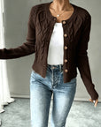 Helvano | Damen Zopfstrick-Cardigan mit Knopfleiste