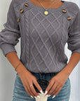 Helvano | Strukturierter Strickpullover mit Knöpfen für Damen