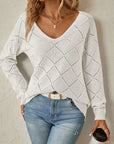 Helvano | Lochstrick-Pullover mit V-Ausschnitt für Damen