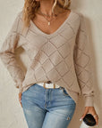 Helvano | Lochstrick-Pullover mit V-Ausschnitt für Damen