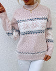 Helvano | Damen Strickpullover mit Stehkragen und Schneeflocken