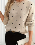 Helvano | Damen Strickpullover mit Punkten und Rundhals
