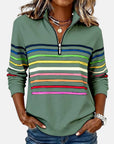 Helvano | Gestreifter Damen-Pullover mit Reissverschluss