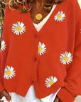 Helvano | Damen Strickjacke mit Blumenstickerei