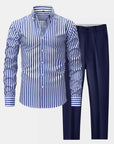 Helvano | Herren-Set gestreiftes Hemd & Slim-Fit Hose