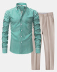 Helvano | Herren-Set gestreiftes Hemd & Slim-Fit Hose