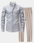 Helvano | Herren-Set gestreiftes Hemd & Slim-Fit Hose