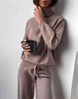 Helvano | Zweiteiler Strick-Set für Damen in Kaffeebraun