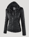 Helvano | Damen Kunstlederjacke mit Kapuze