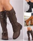 Helvano | Retro Schnürstiefel mit Schnalle für Damen
