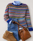 Helvano | Norwegerpullover mit Regenbogenstreifen für Damen