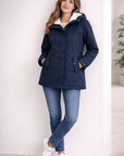 Helvano | Lange Winterjacke mit Kapuze und Futter für Damen