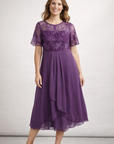 Helvano | Midikleid mit Spitze und Chiffon für Damen