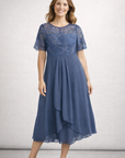 Helvano | Midikleid mit Spitze und Chiffon für Damen