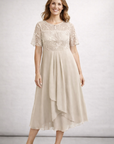 Helvano | Midikleid mit Spitze und Chiffon für Damen