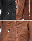 Helvano | Damen Kunstlederjacke mit Kapuze