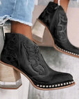 Helvano | Bestickte Lederstiefel mit Blockabsatz für Damen
