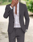 Helvano | Leinen-Anzug für Herren, 2-teilig, Slim Fit