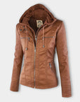 Helvano | Damen Kunstlederjacke mit Kapuze