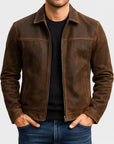 Helvano | Herren Lederjacke mit Reissverschluss