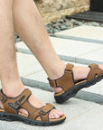 Helvano | Leder-Sandalen für Herren mit Klettverschluss