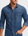 Helvano | Jeanshemd mit Kragen für Herren