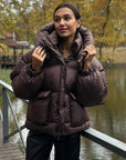 Helvano | Gesteppte Winterjacke mit Kapuze für Damen in Dunkelbraun