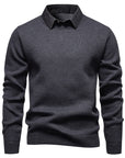 Helvano | Herren Strickpullover mit Kontrastkragen