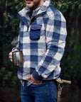Helvano | Herren Fleece-Pullover mit Stehkragen und Karomuster