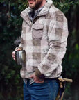 Helvano | Herren Fleece-Pullover mit Stehkragen und Karomuster