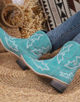 Helvano | Bestickte Vintage-Stiefel für Damen in Blau
