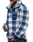 Helvano | Herren Fleece-Pullover mit Stehkragen und Karomuster